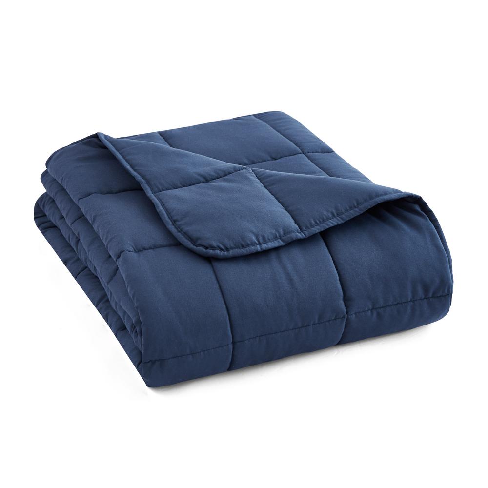 PUR SERENITY Navy 100 Cotton 48 in. x 72 in. 20 lb. Weighted Blanket