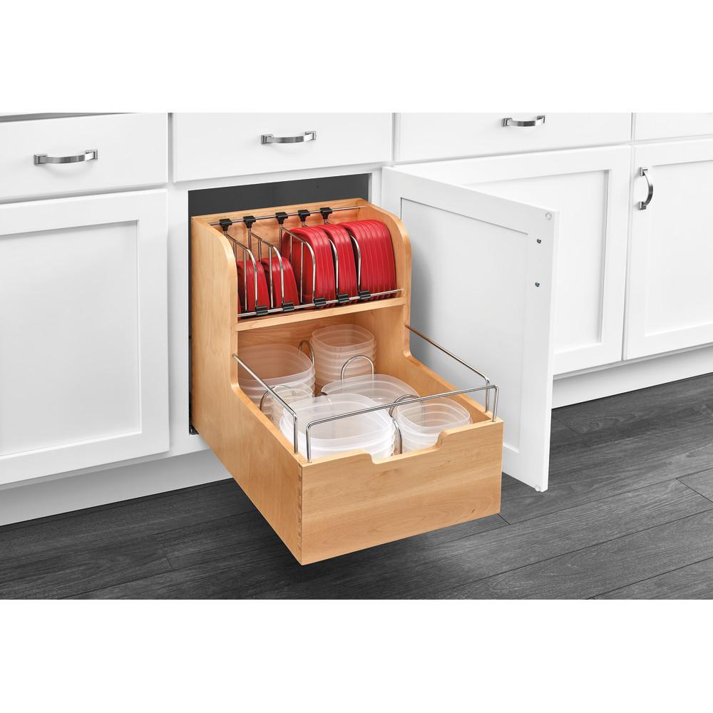 Rev A Shelf 18 88 In H X 14 5 In W X 21 56 In D Wood Food Storage Container Organizer For Base 18 Cabinets 4fsco 18sc 1 The Home Depot