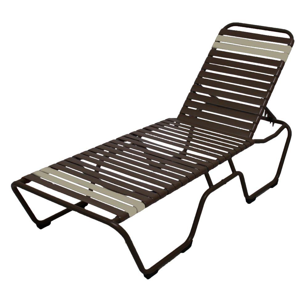 aluminum chaise patio lounge outdoor brown marco vinyl commercial pack island stackable chairs leisure straps putty cafe dark lounges