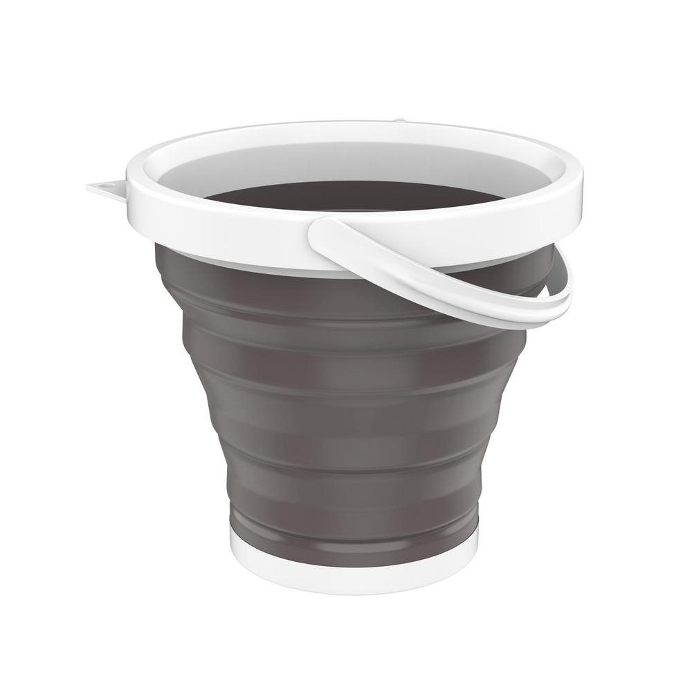 Wakeman Outdoors Collapsible Multiuse Portable Camping Bucket in Gray