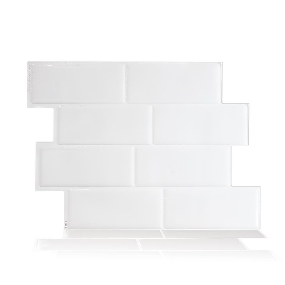 Metro Blanco 11.56 in. W x 8.38 in. H White Peel and Stick Self-Adhesive Decorative Mosaic Wall Tile Backsplash