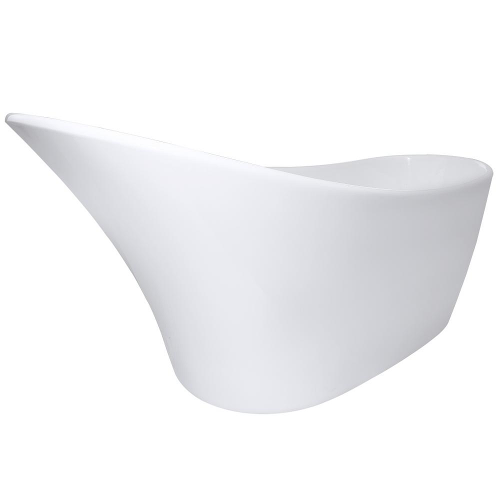 Akdy 63 In Acrylic Reversible Drain Oval Slipper Flatbottom Freestanding Bathtub In White Bt0077 The Home Depot