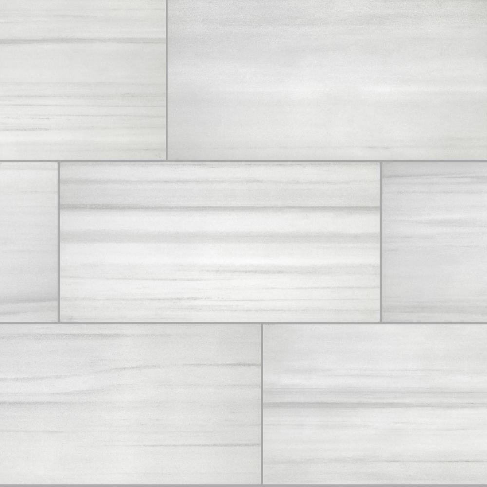 Florida Tile Home Collection Milano Lasa White Rectified 12 in. x 24 in. Porcelain Floor and ...
