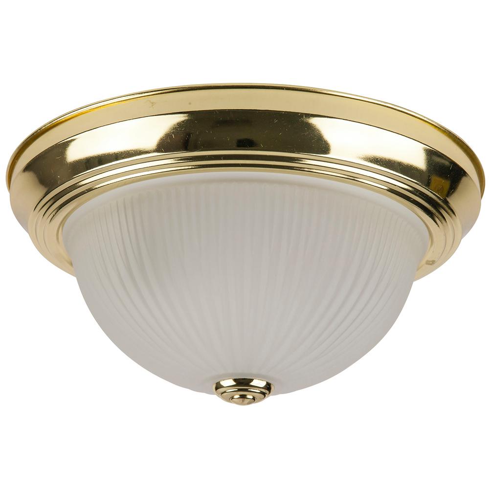 Sunlite 11 in. 2-Light Polished Brass Decorative Dome Ceiling Flush ...