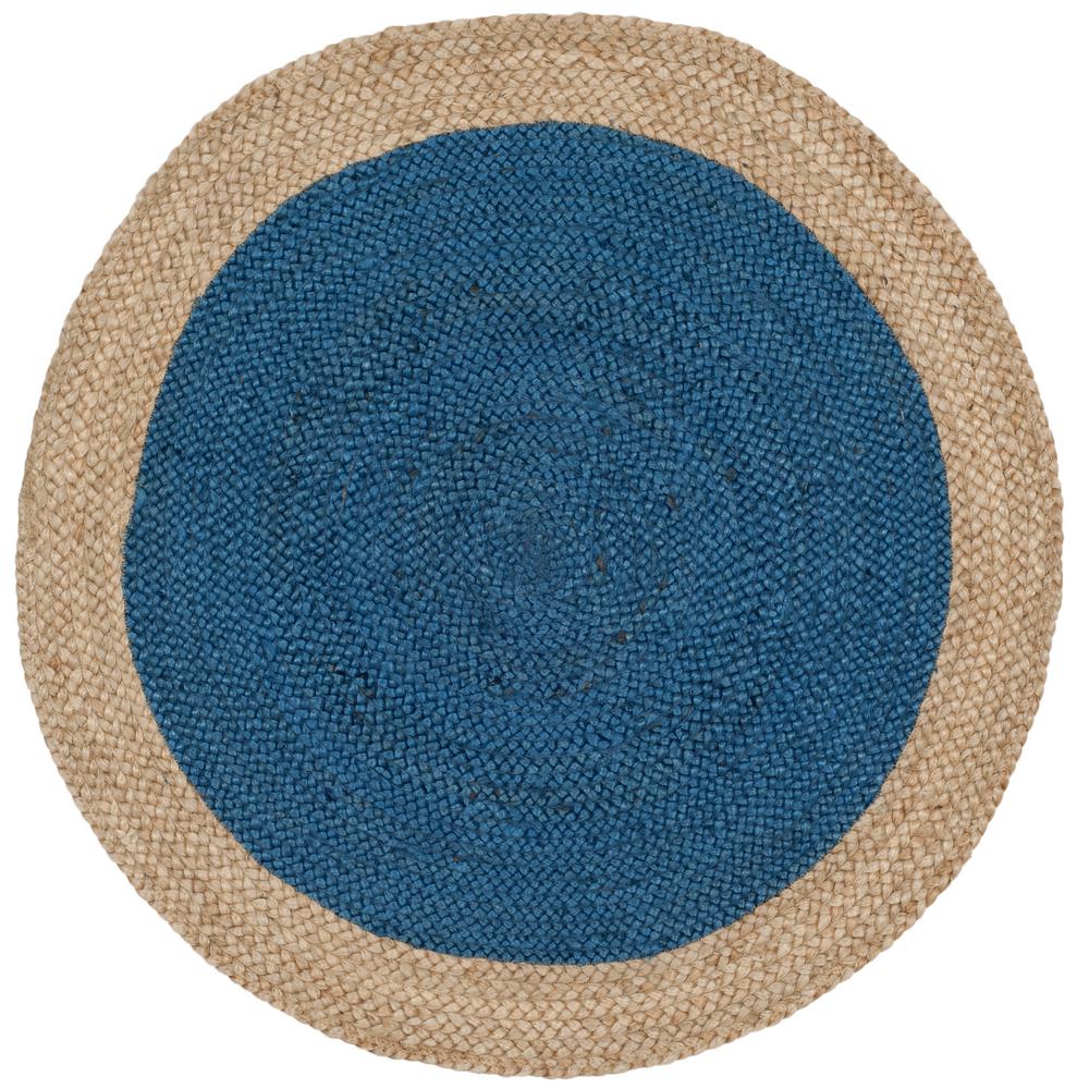Safavieh Natural Fiber Royal Blue/Beige 3 ft. x 3 ft. Round Area Rug