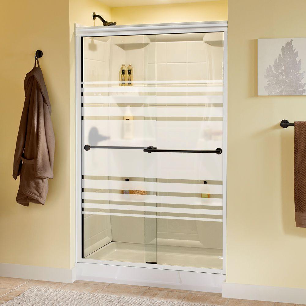 Delta Silverton 48 In X 70 In Semi Frameless Sliding Shower Door In Bronze With Transition 8872