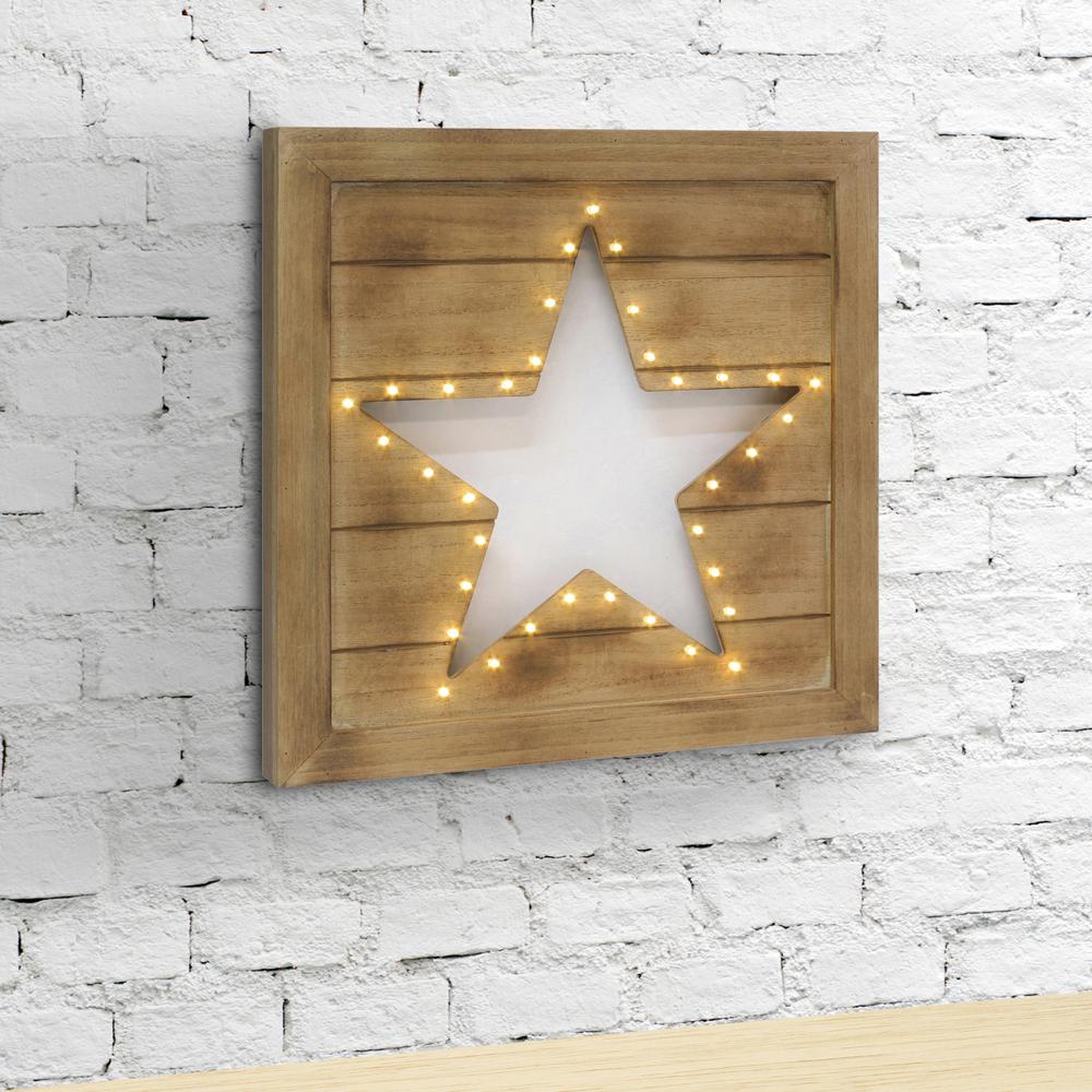 Stonebriar Collection 12 In X 12 In Brown Wood Led Star Cutout