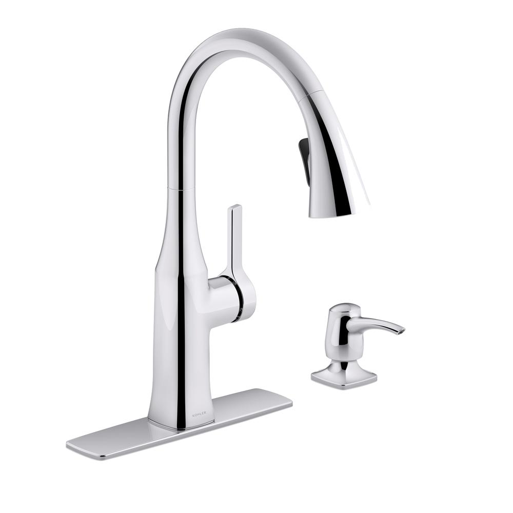 KOHLER Mazz Single-Handle Pull-Down Sprayer Kitchen Faucet in Polished