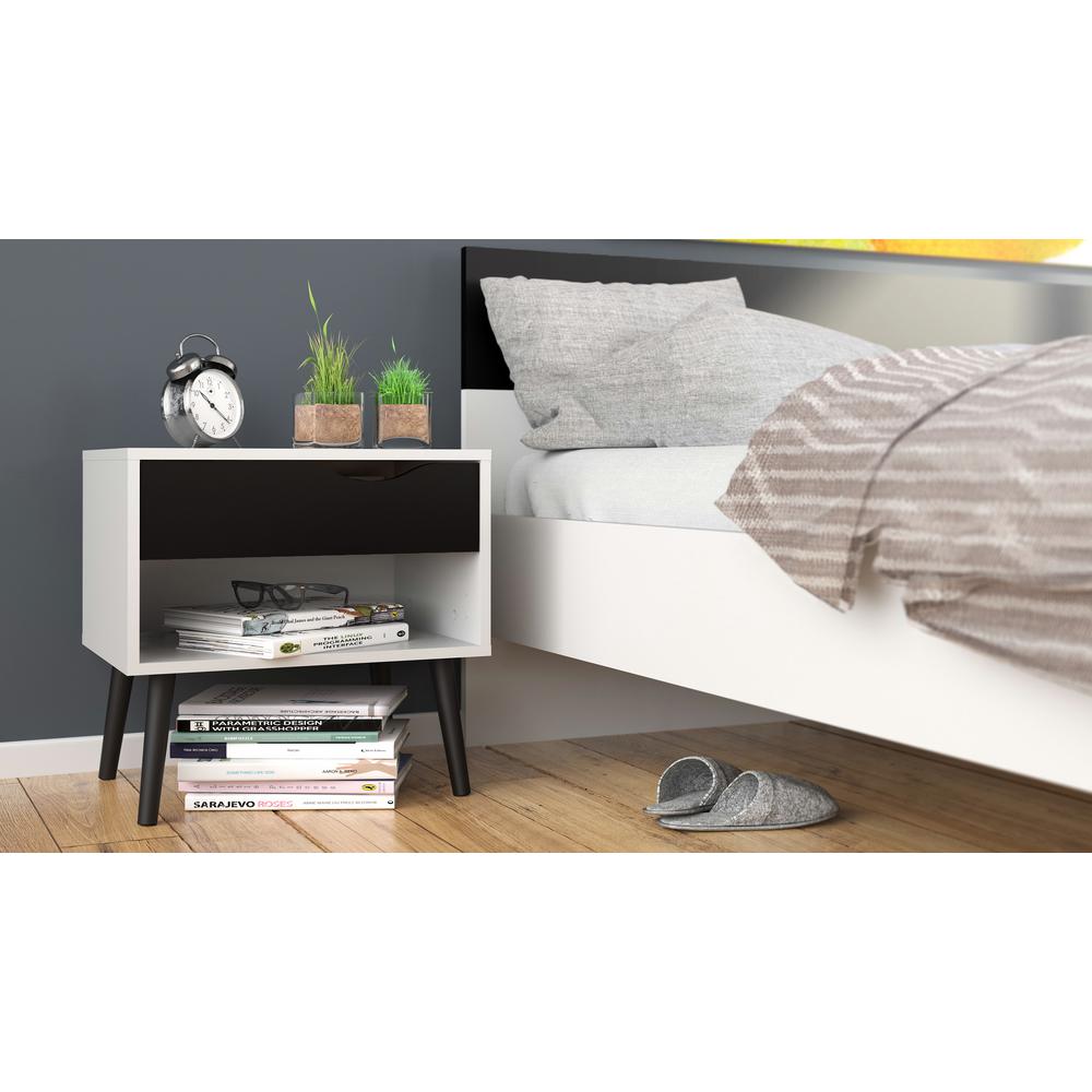 Tvilum Diana 1Drawer White/Black Matte Nightstand 7539449gm The Home
