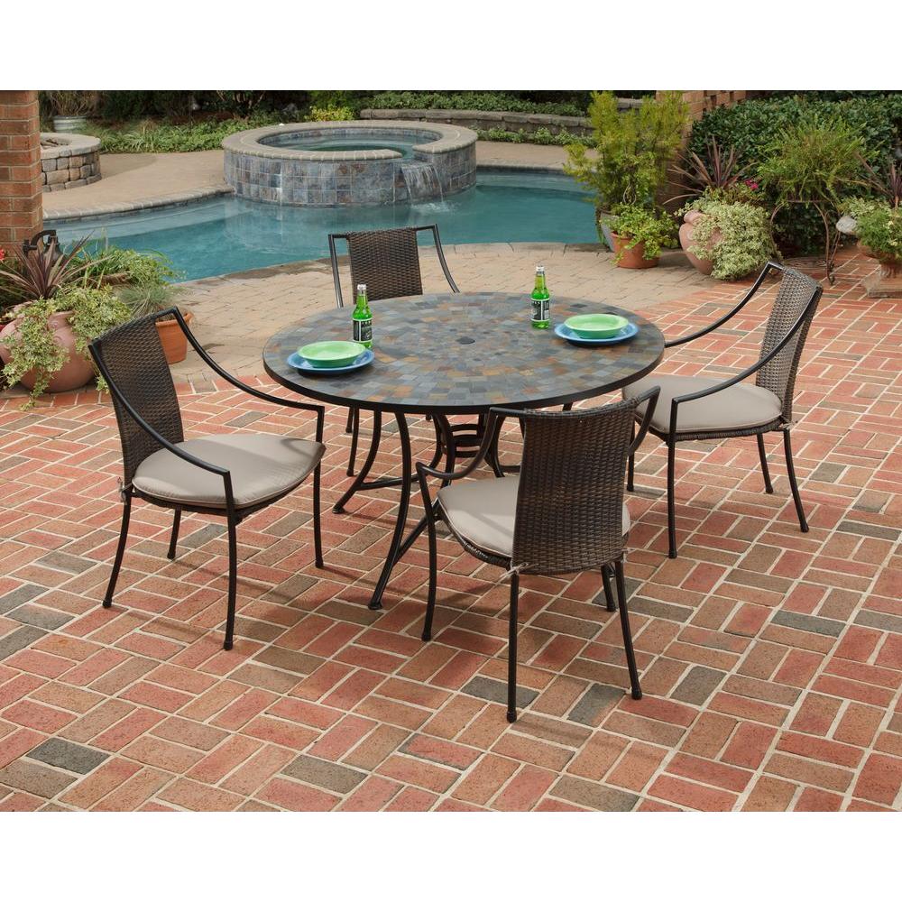 Homestyles Stone Harbor 5 Piece Oval Patio Dining Set With Taupe