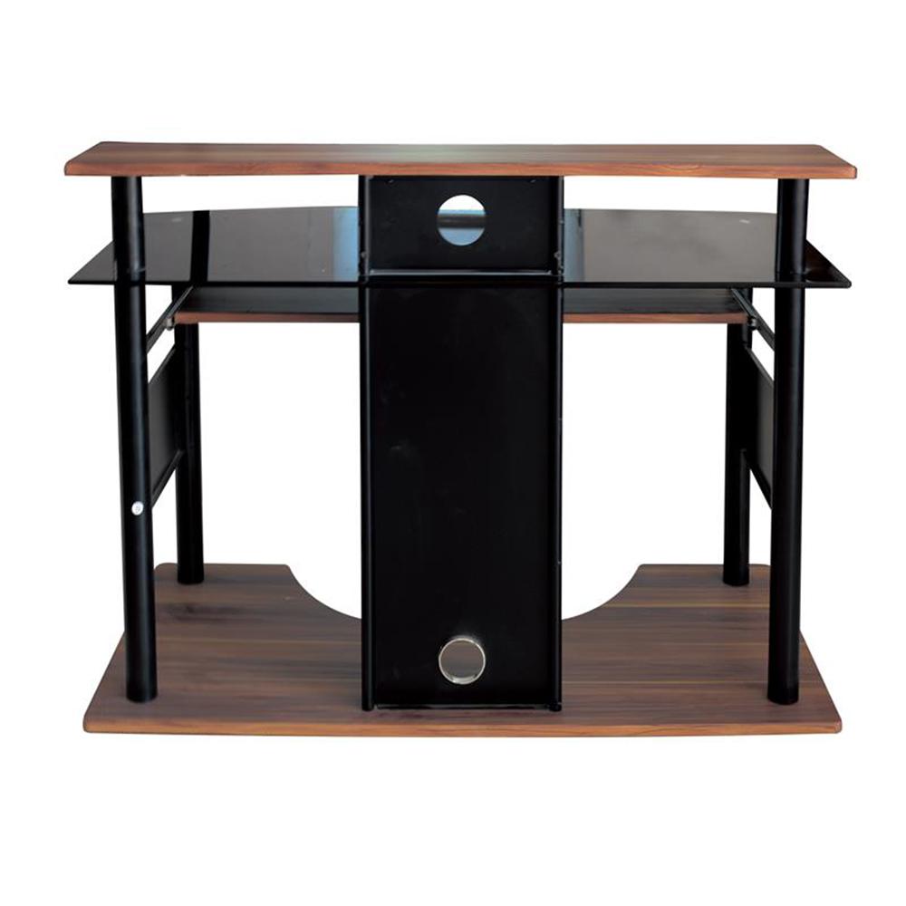 Proht Black And Wood Workstation Computer Desk With Keyboard Tray