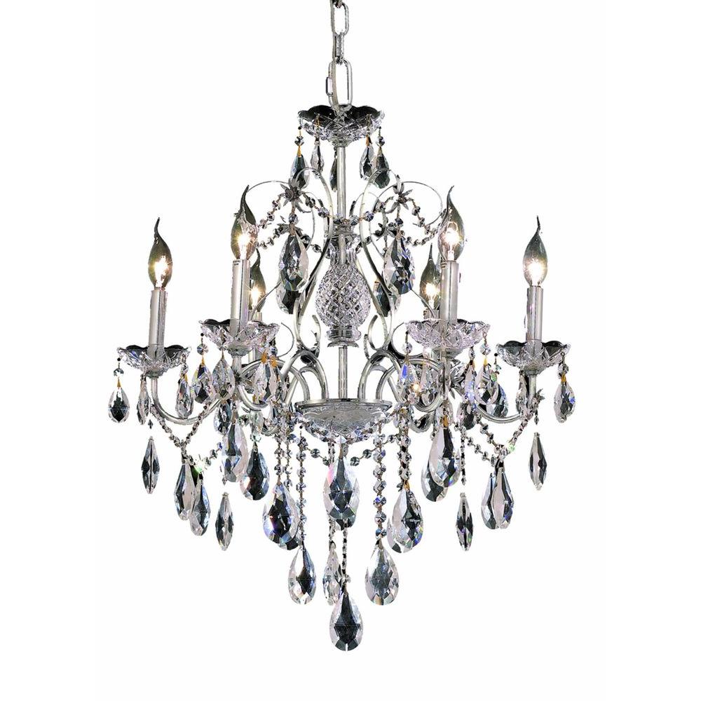 Elegant Lighting 6 Light Chrome Chandelier With Clear Crystal Elegant Lighting 6 Light Chrome Chandelier With Clear Crystal
