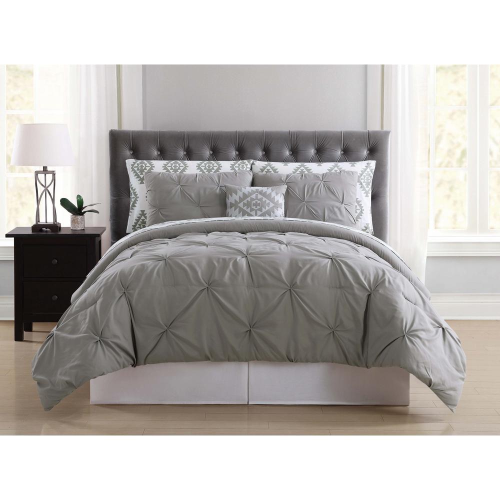Pueblo Pleated 6 Piece Grey Twin Xl Bed In A Bag Set Bib1969gyxpb