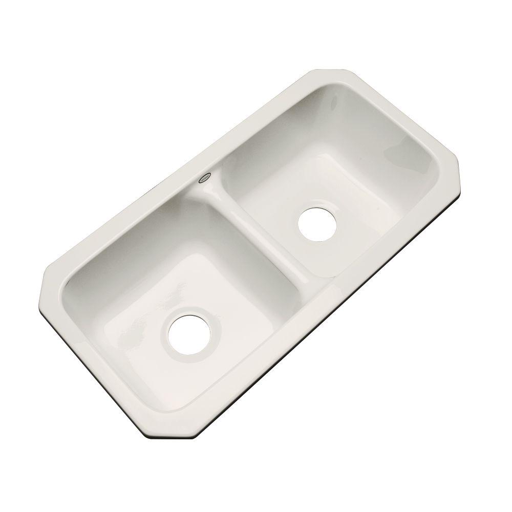 Thermocast Brighton Undermount Acrylic 33 In 0 Hole Double Bowl Kitchen Sink In Almond 34002 Um