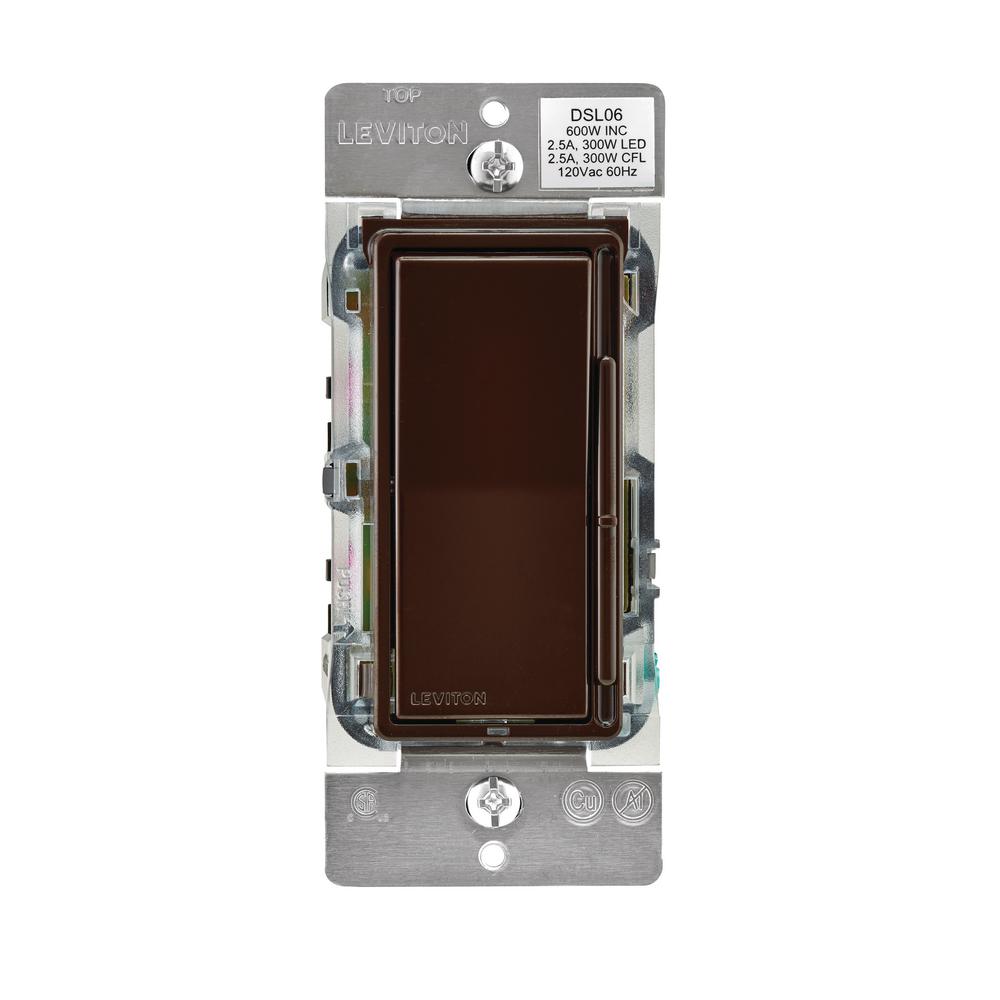 Leviton Decora 600Watt SinglePole/3Way Universal Rocker Slide Dimmer