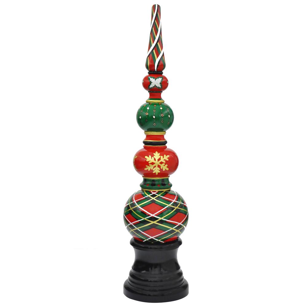 MPG 52 in. H. Green Plaid Holiday Topiary with Pedestal Base in ...