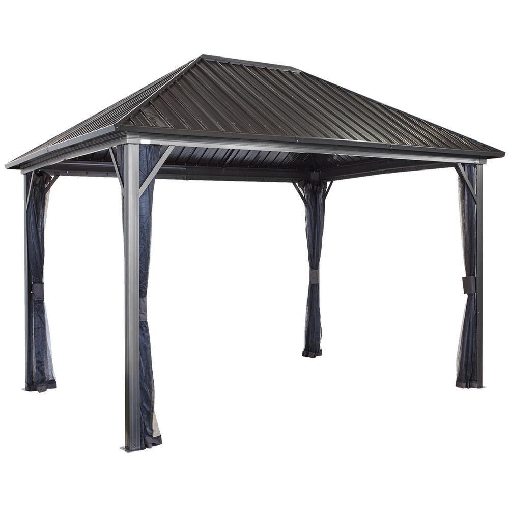 Sojag 12 ft. D x 16 ft. W Genova II Double-Roof Aluminum Gazebo with ...