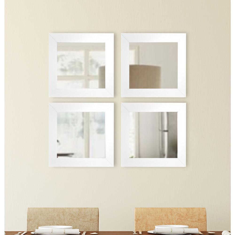 17 5 In X White Satin Square Wide Wall Mirrors Set Of 4