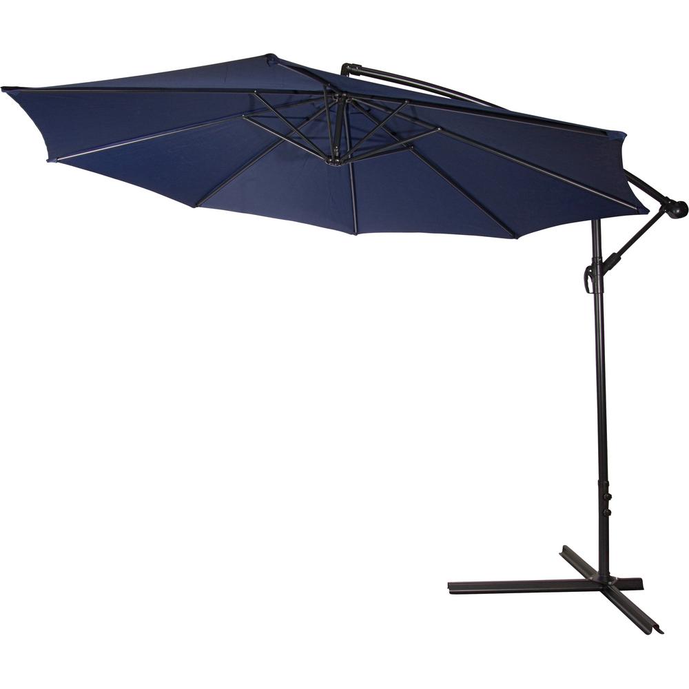 Trademark Innovations 10 Ft Deluxe Polyester Offset Patio Umbrella In Blue Pat Umb Bu The Home Depot