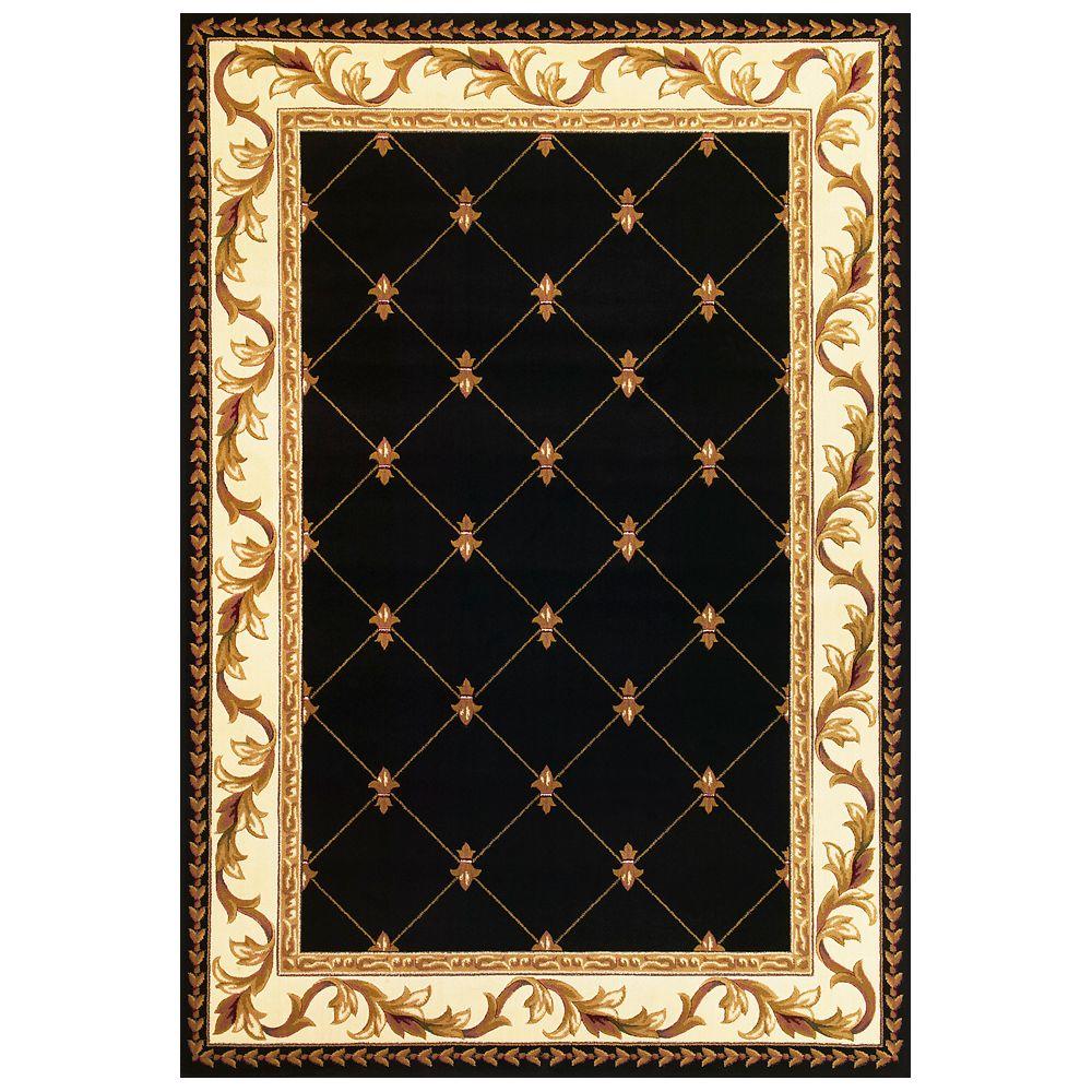 Kas Rugs Elegant Traditions Black 3 ft. 3 in. x 4 ft. 11 in. Area Rug