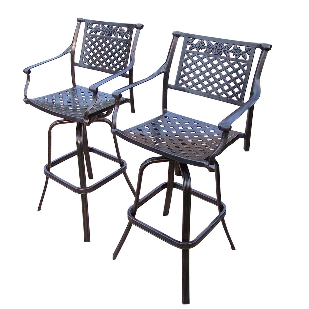 Rose Swivel Aluminum Outdoor Bar Stool (2-Pack)