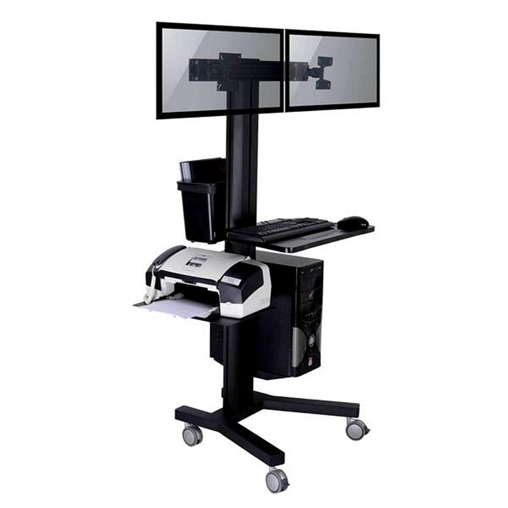 Tygerclaw Mobile Tv Stand For 2 Screen With Pc Holder