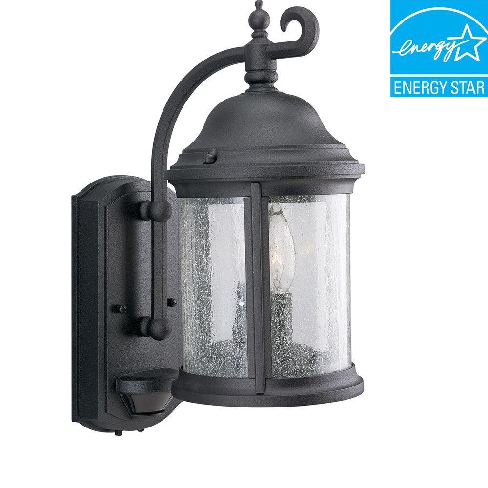 Motion Sensor Progress Lighting Energy Star Outdoor Ashmore Collection 2 Light Textured Black Outdoor Wall Lantern