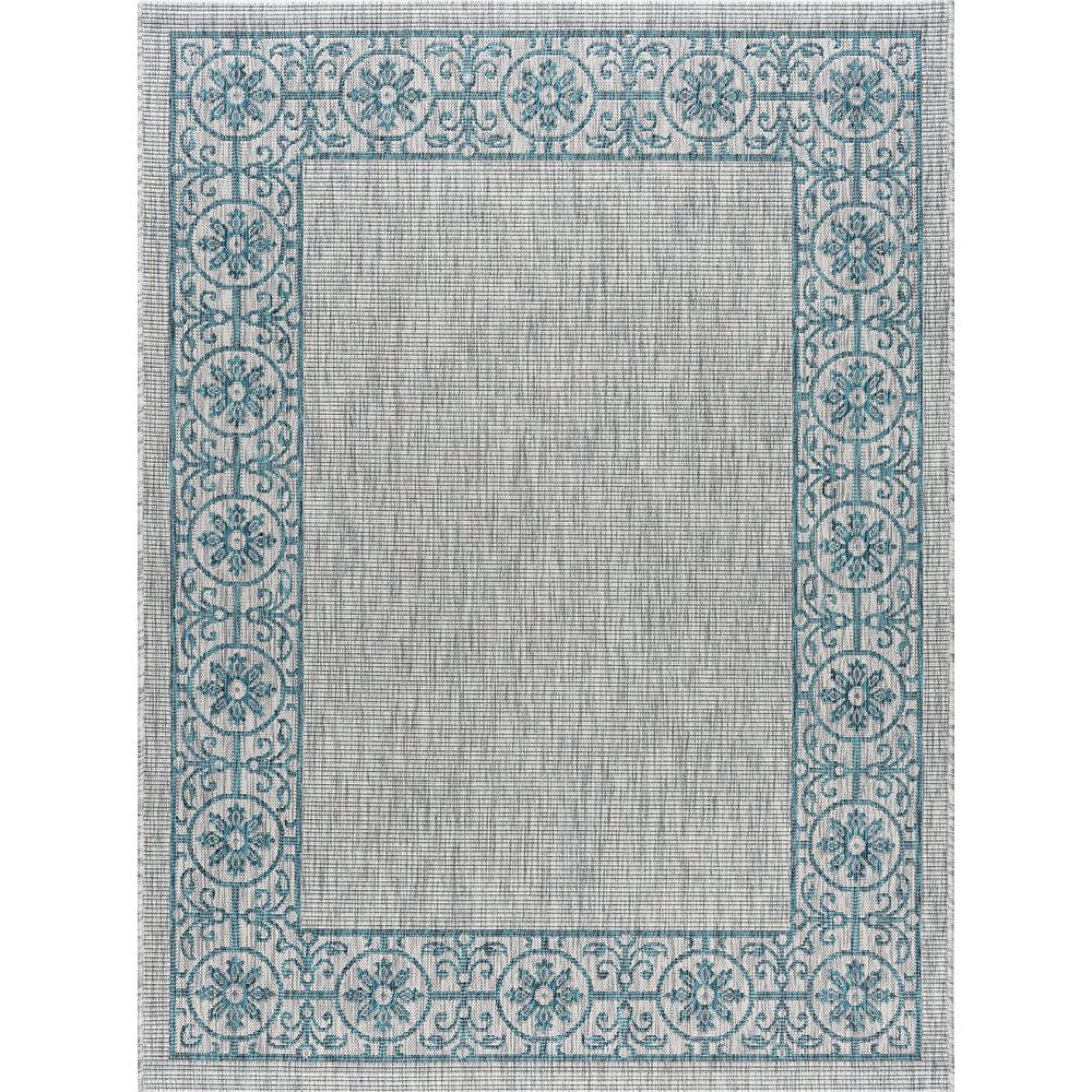 Tayse Rugs Veranda Teal 5 Ft X 7 Indoor Outdoor Area Rug