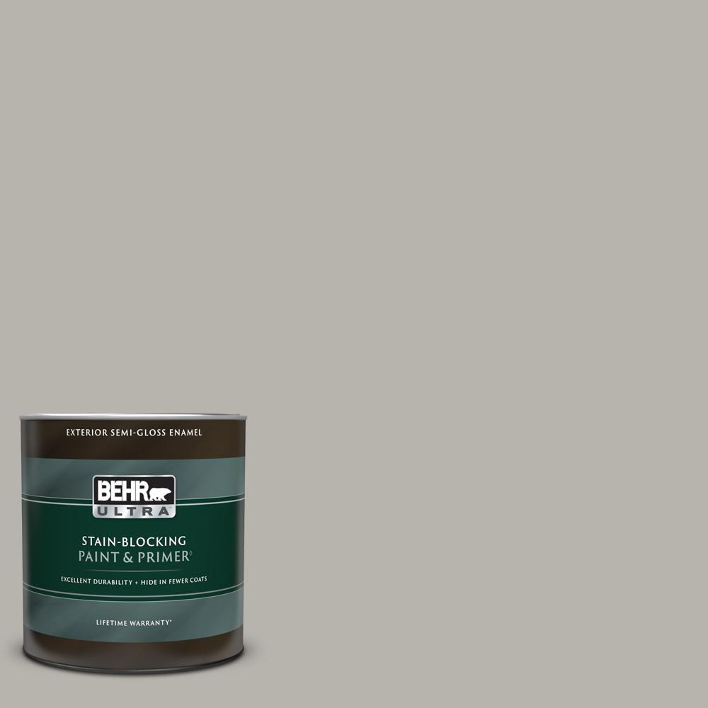 BEHR ULTRA 1 qt. PPU2411 Greige SemiGloss Enamel Exterior Paint