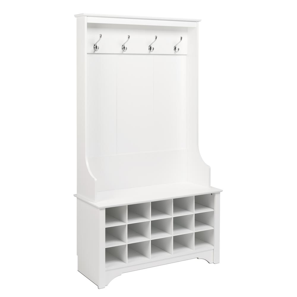 Prepac White Hall Tree With Shoe Storage Wsog 0011 1 The Home Depot Hall Tree With Shoe Storage Wsog 0011