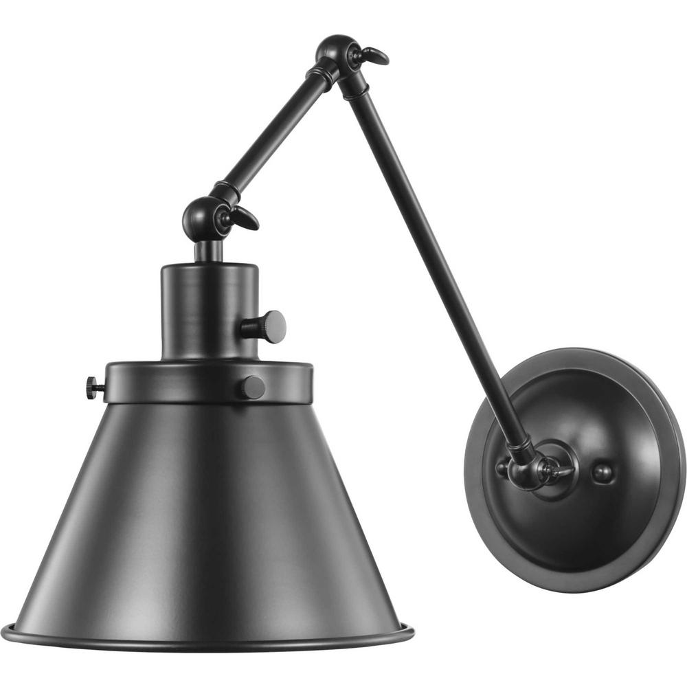 Progress Lighting Hinton 1 Light Black Swing Arm Wall Bracket