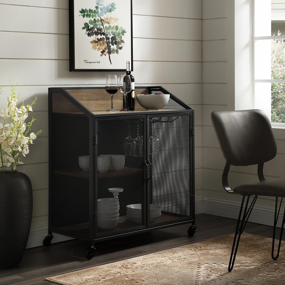 Bars Bar Sets Kitchen Dining Room Furniture The Home Depot Rustic Oak Bar Cabinet With Mesh
