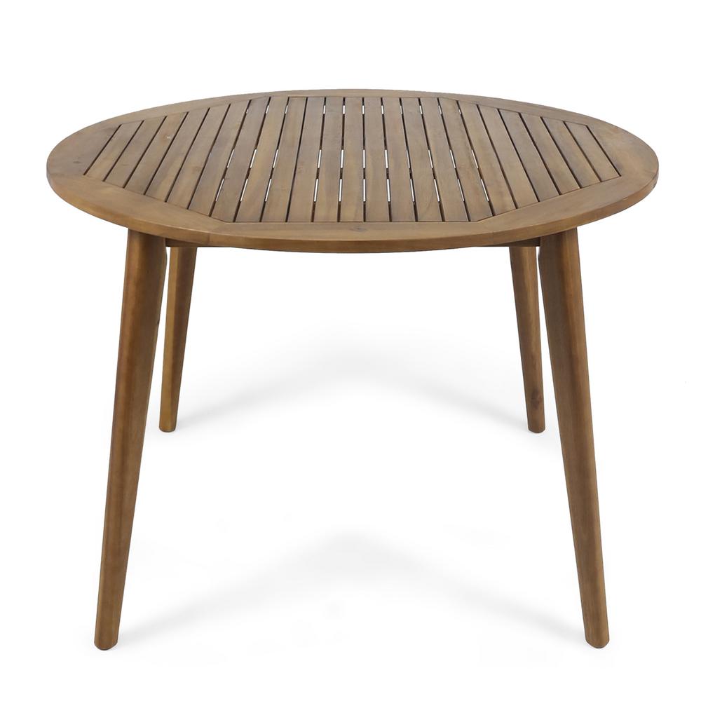 Noble House Stamford Teak Brown Round Wood Outdoor Dining ...