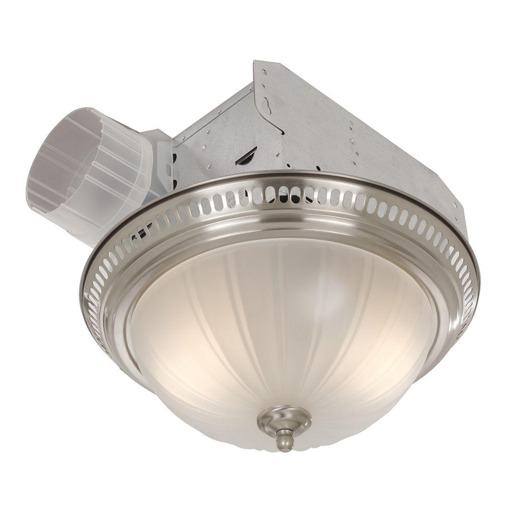 Broan Decorative Satin Nickel 70 CFM Ceiling Bath Fan With Light And   Broan Bath Fans 741sn 64 1000 