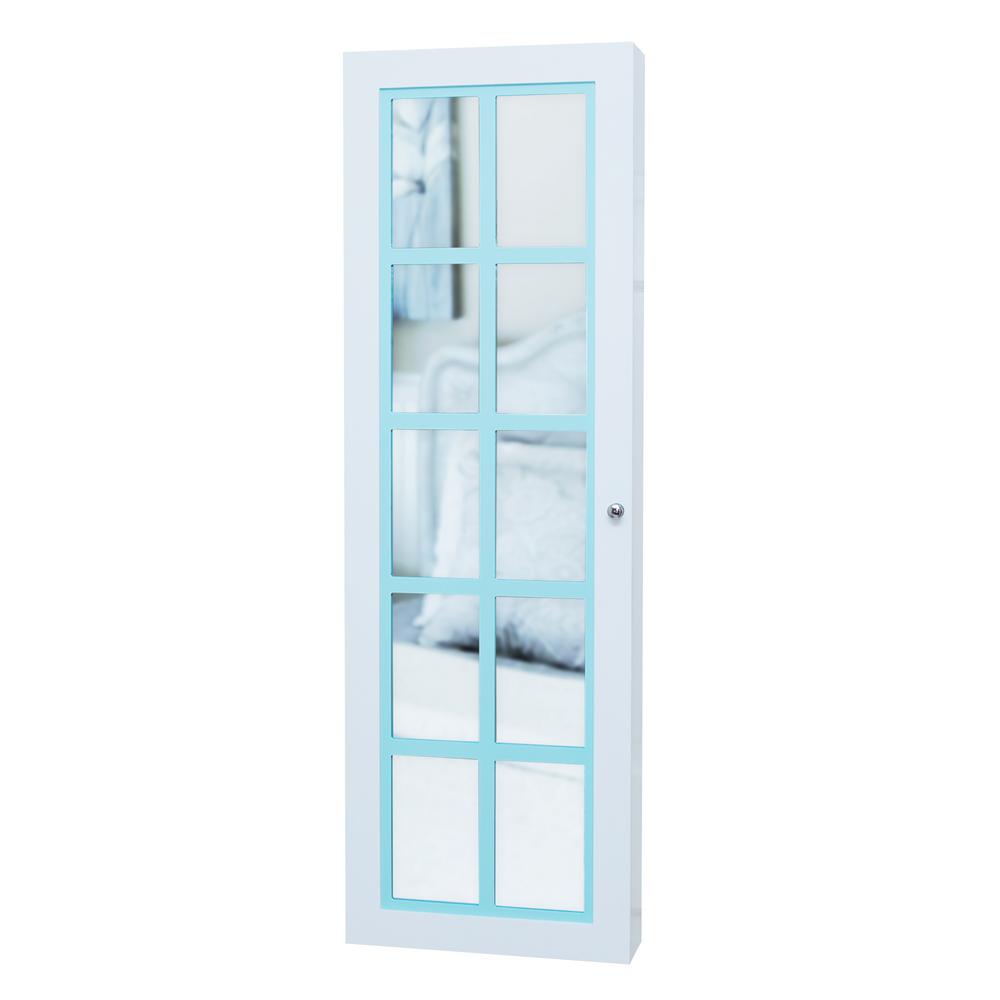 Jewelry Armoires Bedroom Furniture The Home Depot Aqua Pastel Jewelry Armoire