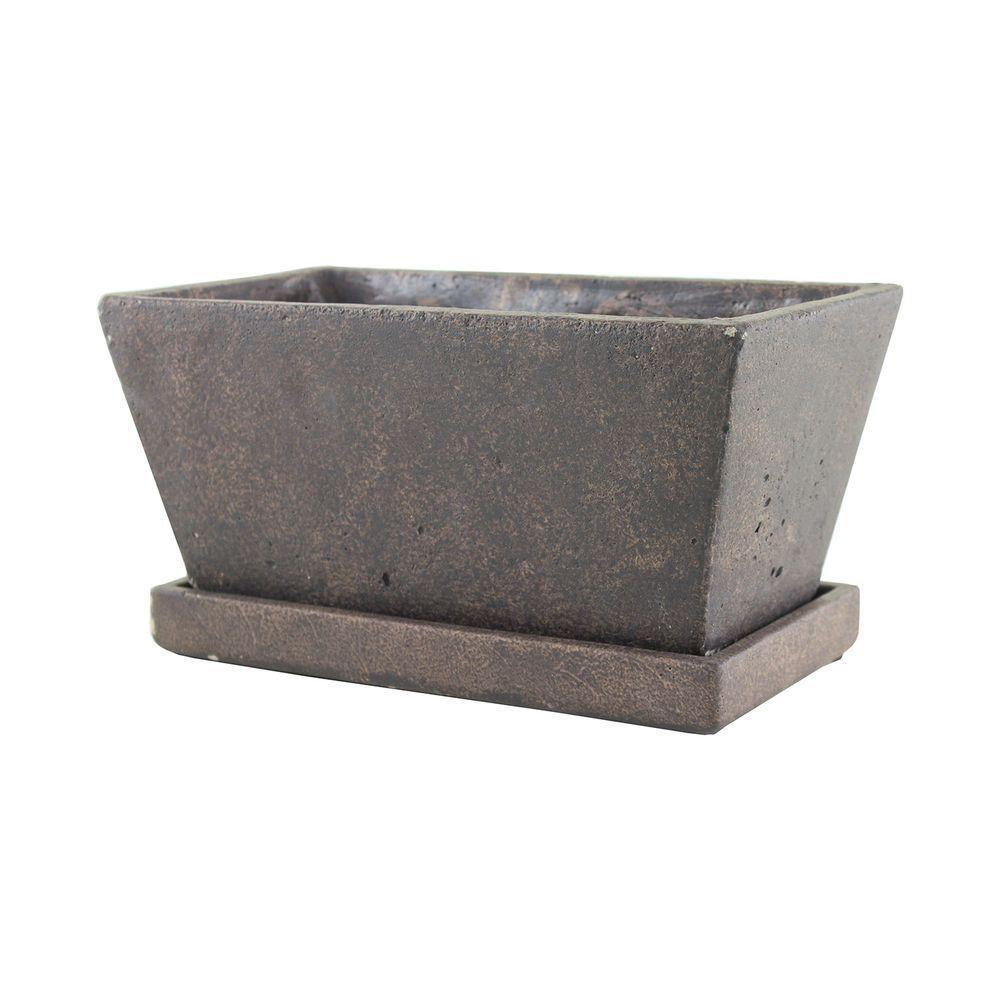 Syndicate 41/4 in. x 91/2 in. Tapered Cement Planter with Tray7911