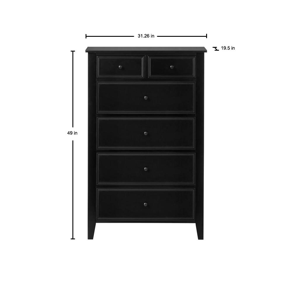 Stylewell Rigby Black Wood 6 Drawer Chest Of Drawers 31 26 In W