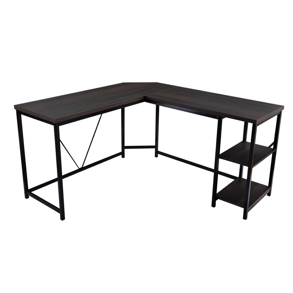 Merax 20 In L Shaped Black Computer Desk With Shelves Wf192851daa L Shaped Black Computer Desk