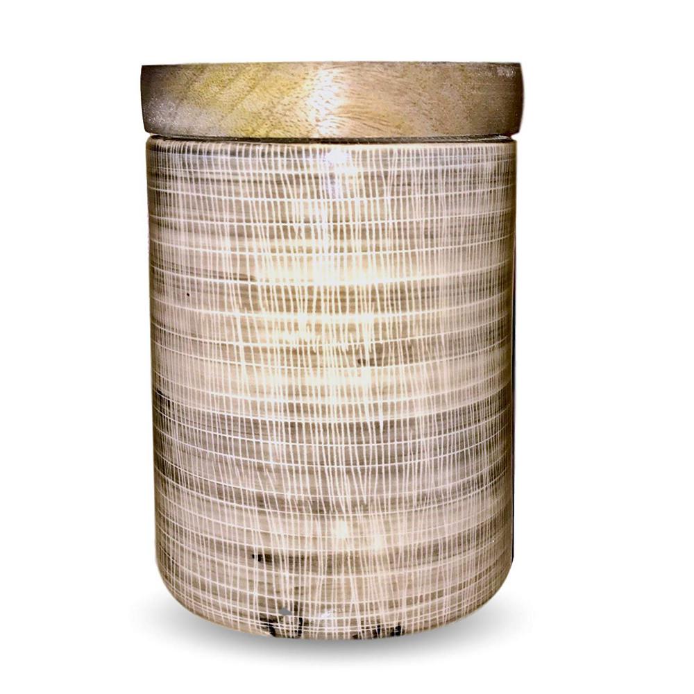 Kauri Design 1-Piece Ceramic Vintage Cookie Jar with Mango Wood Top