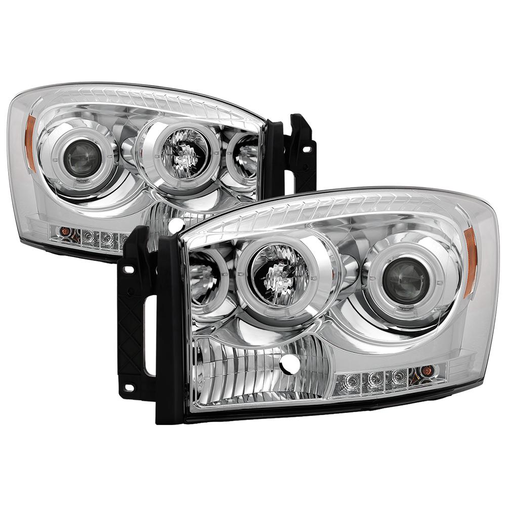 FITS 06-09 ONLY DODGE RAM DIESEL SPYDER BLACK//SMOKE HEADLIGHTS WITH CCFL HALO...