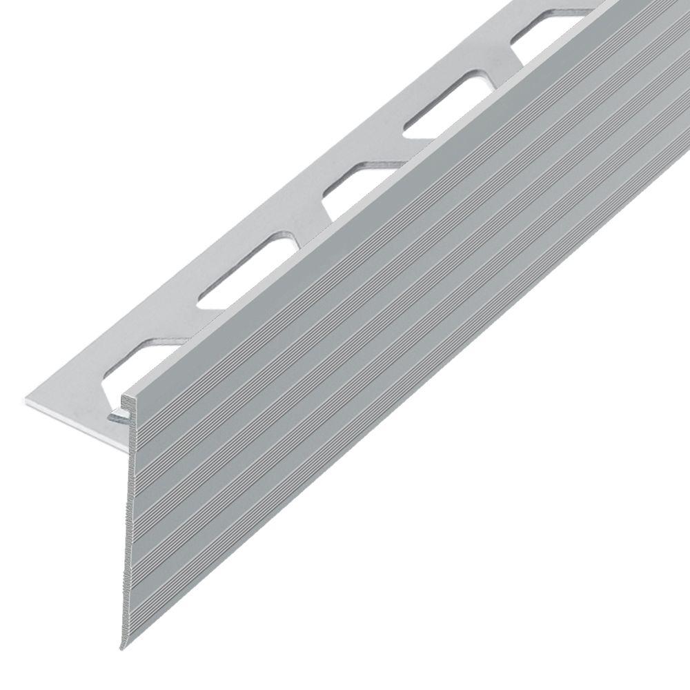 Schluter Schiene Step Satin Nickel Anodized Aluminum 3 8 In X Ft Schiene Step Satin Nickel Anodized Aluminum 3 8 In X Ft 2 1 Metal Stair Nose Tile Edging Trim