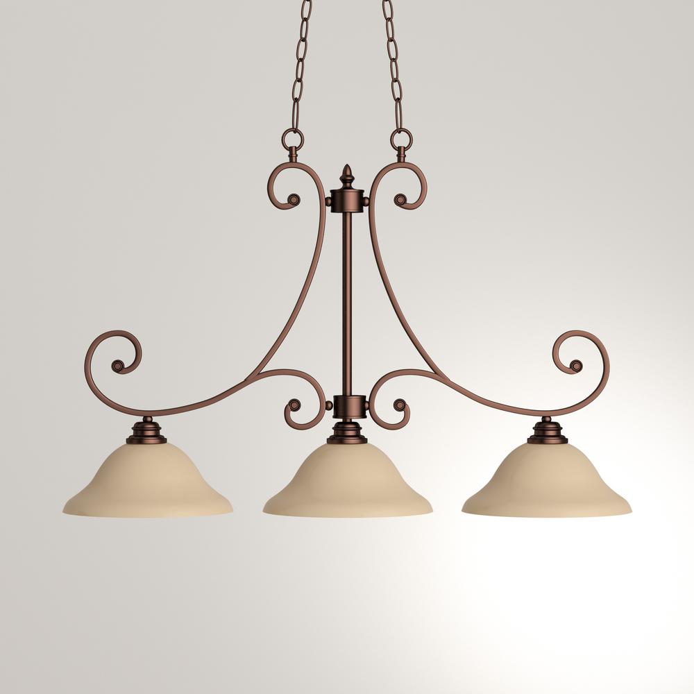 Millennium Lighting 3 Light Rubbed Bronze Island With Turinian Scavo Glass