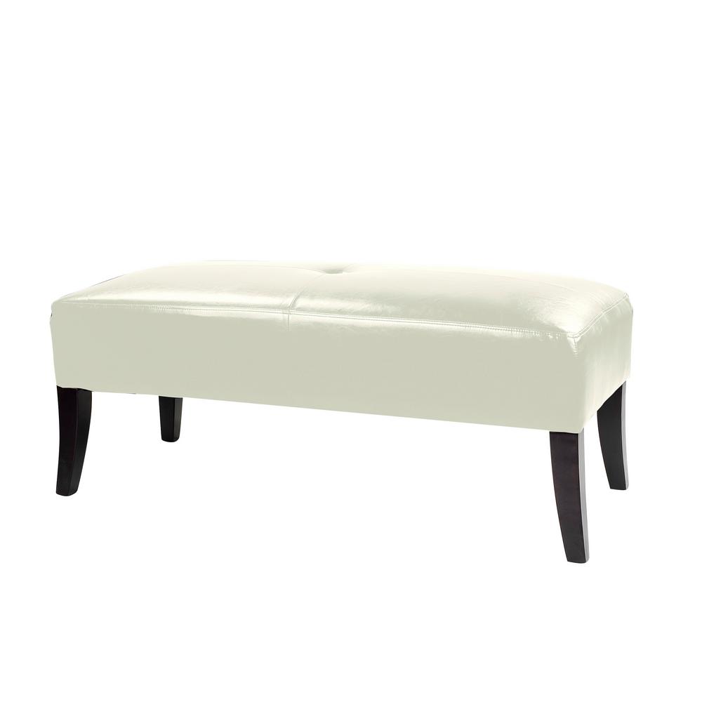 Corliving Antonio 46 In Wide Bench In White Bonded Leather Lad