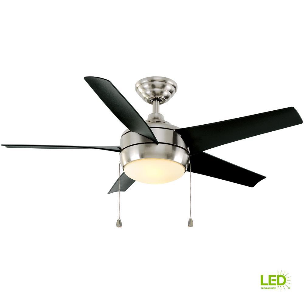 Modern 43 49 Nickel Ceiling Fans Lighting The Home Depot Led Brushed Nickel Ceiling Fan With Light Kit