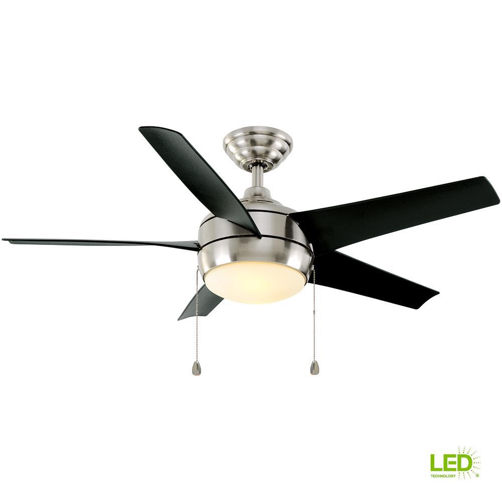 Windward 44 in. LED Brushed Nickel Ceiling Fan with Light Kit