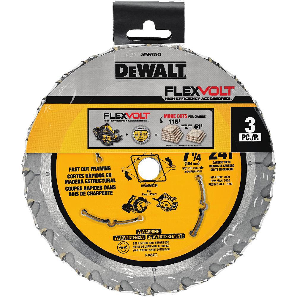 DEWALT Circular Saw Blade (3Pack) FLEXVOLT 71/4 in. 24Teeth Carbide