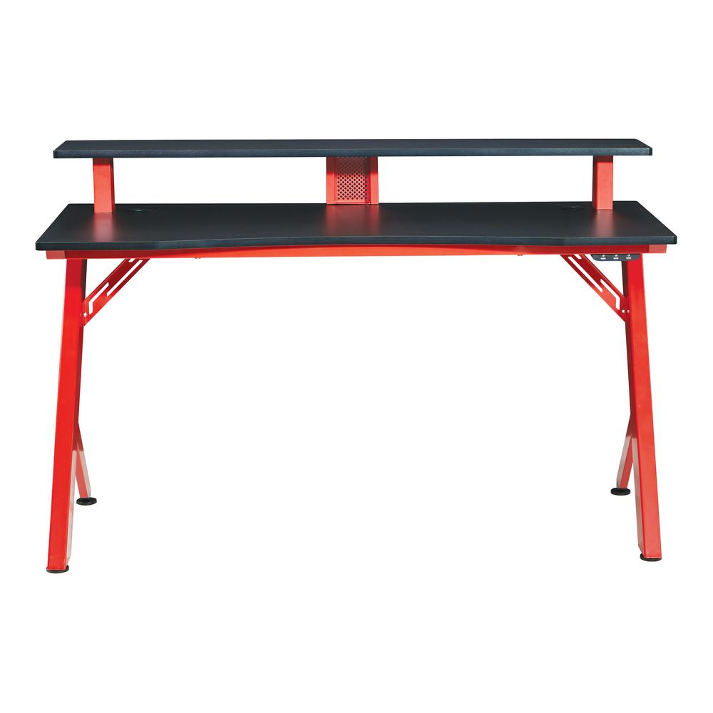 OSP Home Furnishings 54 in. Rectangular Matte Red/Matte Black Computer ...