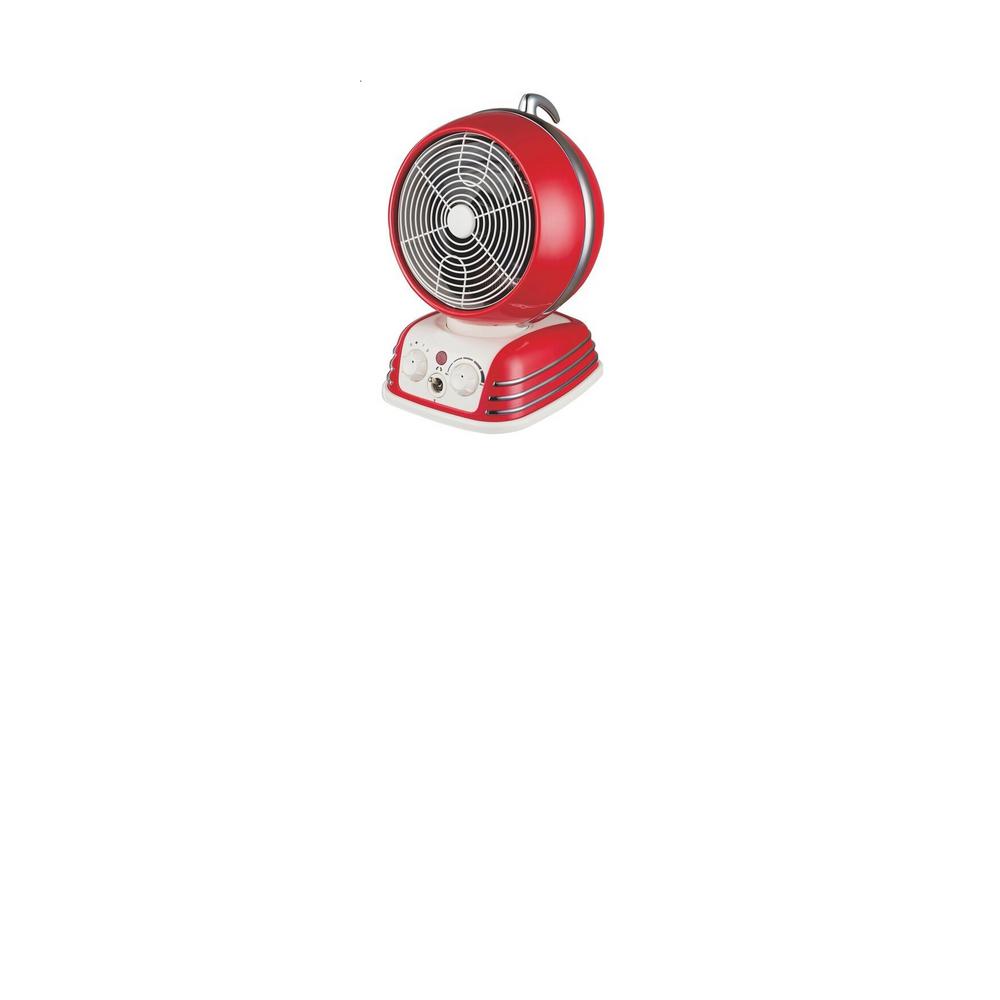 Optimus Retro Design Oscillating Fan Heater, RedH1418 The Home Depot