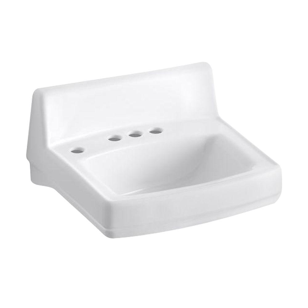 KOHLER Greenwich Wall Mount Vitreous China Bathroom Sink In White With   White Kohler Wall Mount Sinks K 2032 L 0 64 300 