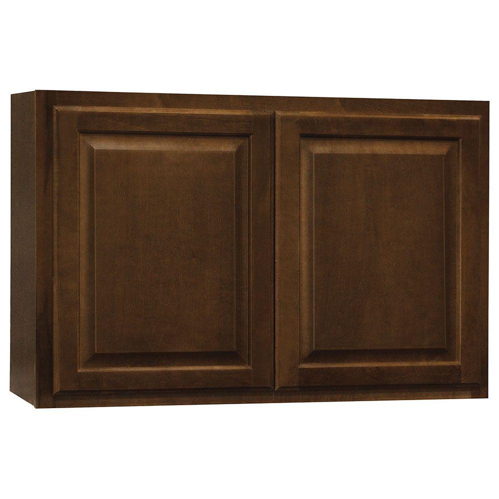 Hampton Bay Hampton Assembled 36x235x12 In Wall Bridge Kitchen Cabinet In Cognac Kw3624 Cog 6245